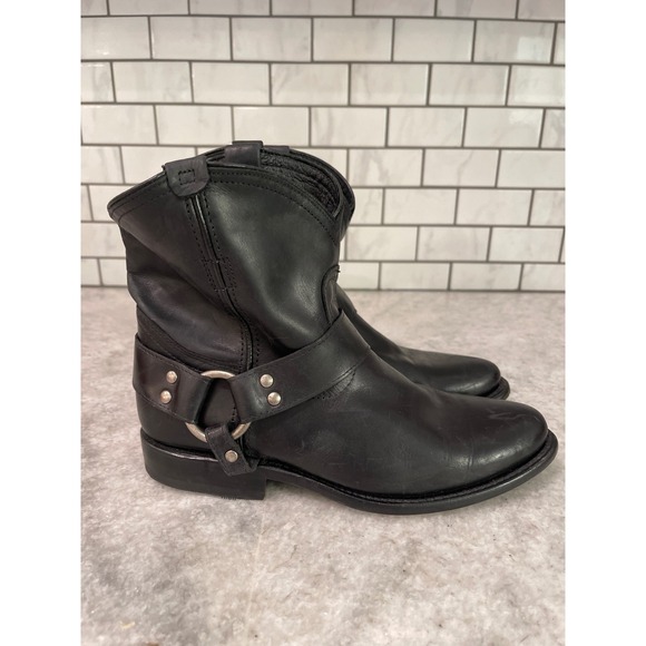Frye Shoes - Frye Phillip Riding Boots Womens 6 Black Harness 8R Leather Ankle Moto Classic